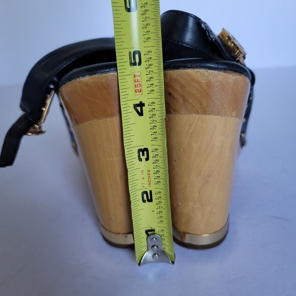 Tory Burch Brayden Perforated Leather Logo Slingback Wood Clogs. Size 7.5M - Picture 7 of 11